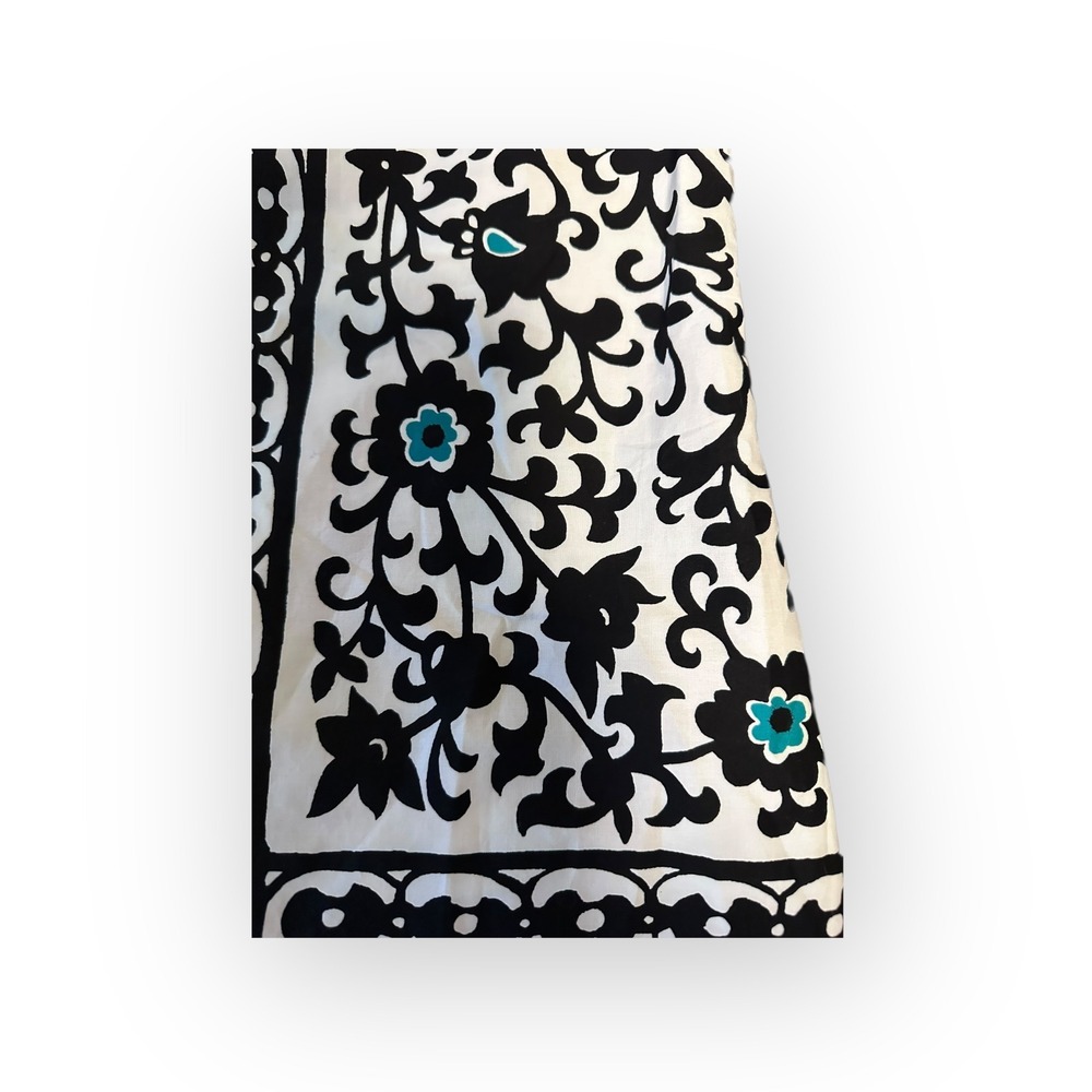 Liz Claiborne Sheath Dress Size 6 Black White Turquoise Scroll Border Print - Picture 12 of 16